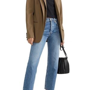 RE/DONE Cropped frayed mid-rise straight-leg jeans